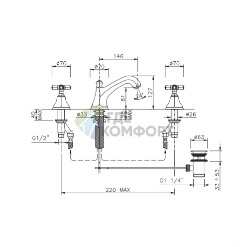 Смеситель для раковины Nicolazzi Teide Foure с автоматическим изливом (3 отверстия, хром) (1908CR45) - фото 2