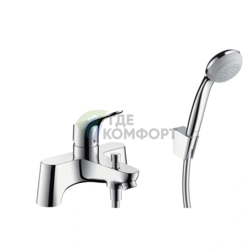 Смеситель Hansgrohe Focus для ванны с ручным душем Crometta 85 и держателем Porter S (31521000) - фото 1