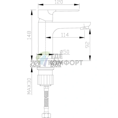 Смеситель для раковины Rossinka RS35 однорычажный (RS35-11PC) - фото 3