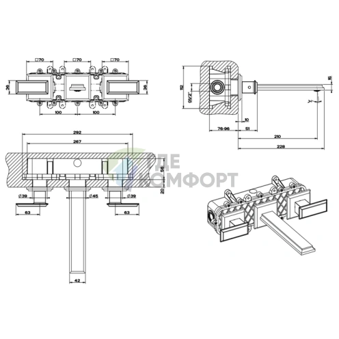 Встраиваемый смеситель Gessi Eleganza для раковины на 3 отверстия, хром (46090#031) - фото 2