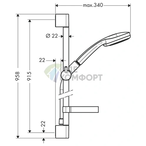 Душевой набор HG Croma 100 Vario с ручным душем 4jet и EcoSmart (27653000) - фото 2