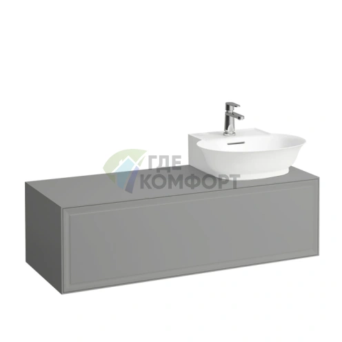 Подвесная тумба Laufen New Classic 118 см с 1 ящиком, раковина справа, серый цвет (арт. 816852) (4.0608.6.085.627.1) - фото 1
