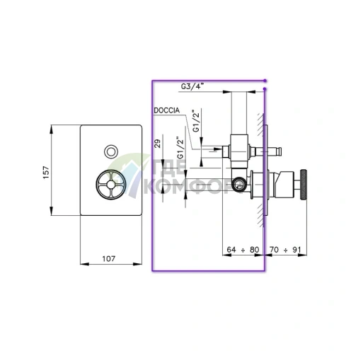 Встраиваемая часть смесителя для душа Nicolazz Olympus для настенного монтажа (C3796) - фото 1