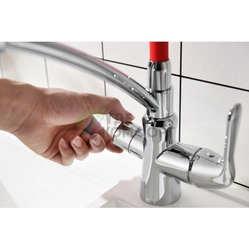 Смеситель Lemark Comfort LM3070C для кухни в хромированном корпусе с оранжевой вставкой - фото 3
