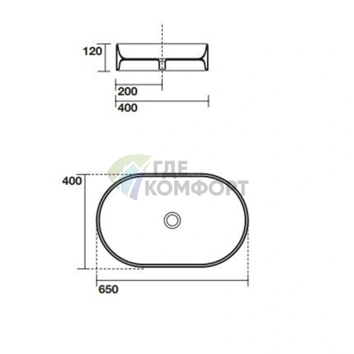 Умывальник накладной без отверстия под смеситель 65х40 цвет белый Kerasan Ciotola - фото 2
