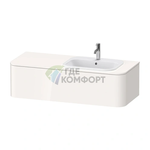 Подвесная тумба Duravit Happy D.2 Plus 130 см, белая глянцевая, с ящиком (HP4952R2222) - фото 1
