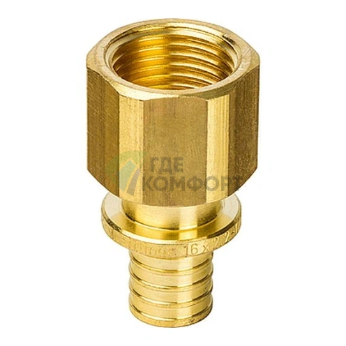 Переходник для труб из сшитого полиэтилена STOUT с внутренней резьбой ВР 16 x G 1/2 аксиальный - фото 1