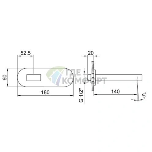 Излив для ванны Fantini Mare настенный, хром (51 02 1041) - фото 2