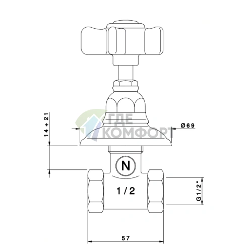 Запорный вентиль Nicolazzi Dames Anglaises 1/2 (внутренняя резьба, хром) (1412CR18) - фото 2
