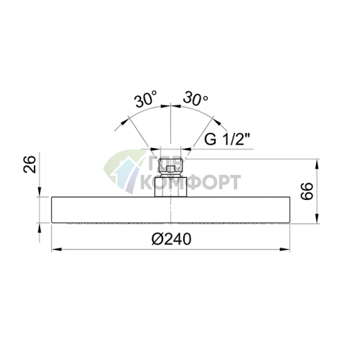 Верхний душ Fantini AF/21, 240 мм, матовый Gun Metal (PVD) (81 P5 8053) - фото 2