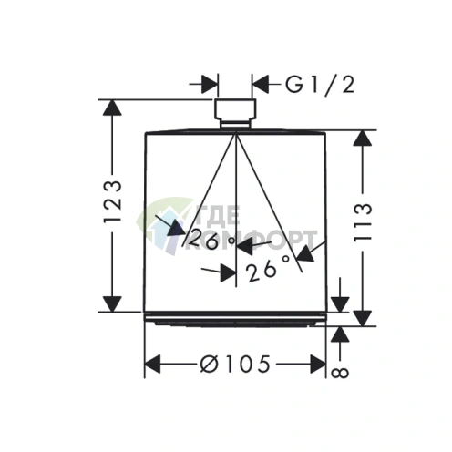 Верхний душ Hansgrohe Pulsify 105 мм с EcoSmart, белый матовый/графит (24132700) - фото 2