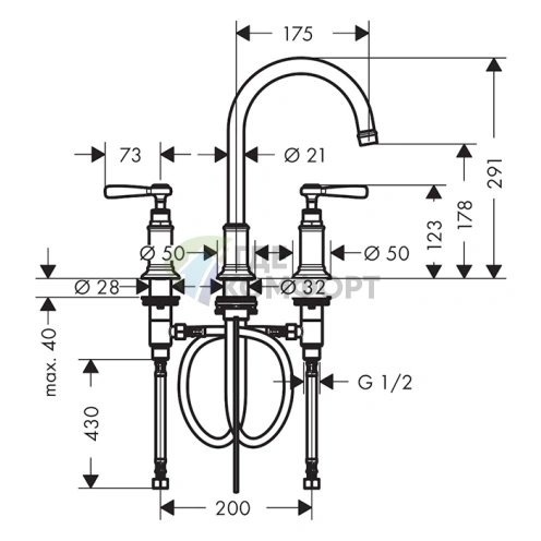 Смеситель для раковины AX Mont 180 мм, 3 отверстия, сл.гар, шлифованная медь (16514140) - фото 2