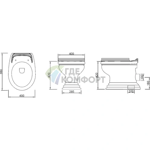 Элегантный приставной унитаз Migliore Milady D2 в полной комплектации - фото 3