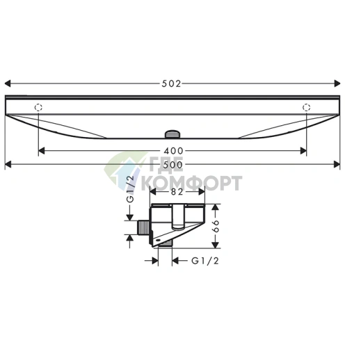 Держатель ручного душа HG FixFit с полкой 500х80 мм, хром (26843000) - фото 2