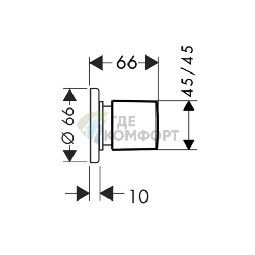 Запорный вентиль Hansgrohe Metris E для наружного монтажа, хром (31677000) - фото 2