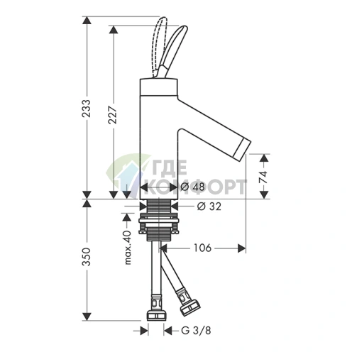 Смеситель для раковины AX Starck шлифованный черный хром (10018340) - фото 2
