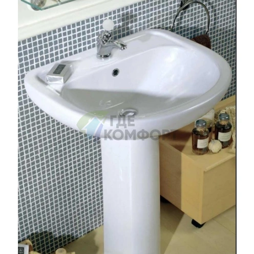 Подвесная раковина AZZURRA Pratica 64.5×48 см, белая, с отверстием под смеситель - фото 2