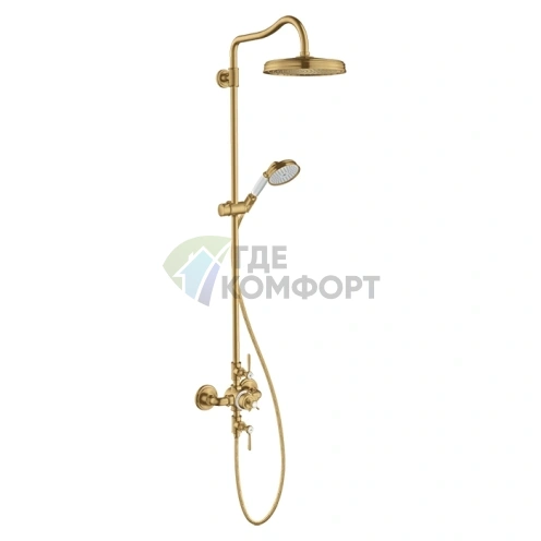 Душевая стойка Axor Montreux с термостатом и верхним душем в шлифованном золоте (16572250) - фото 1