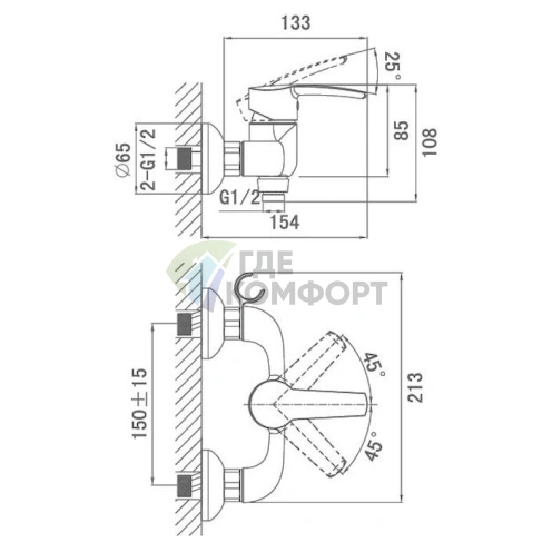 Смеситель для душа D K Valerius Rhein DA1363101 - фото 2