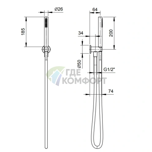 Душевой набор Fantini Nice с ручной лейкой FIT в стильном цвете Raw Metal PVD (86 Q8 8093) - фото 2