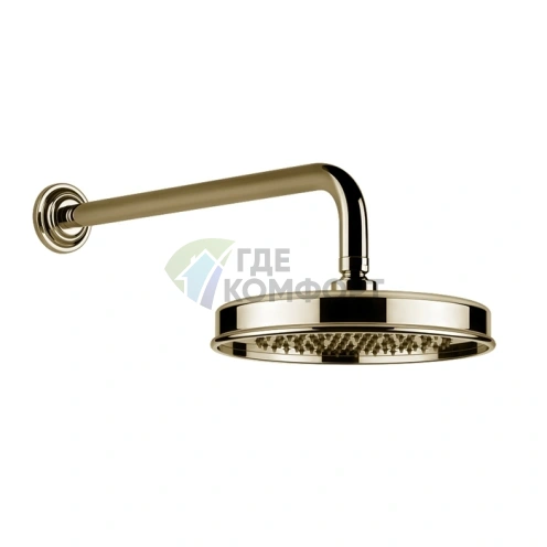 Верхний душ GESSI VENTI20 200 мм с настенным держателем 389 мм в цвете Brass PVD (65148#710) - фото 1
