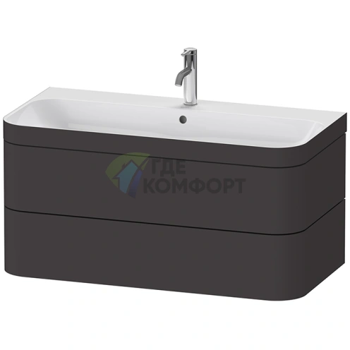 Комплект мебели Duravit Happy D.2 Plus с раковиной bi-color в цвете Графит супермат (HP4638O8080) - фото 1