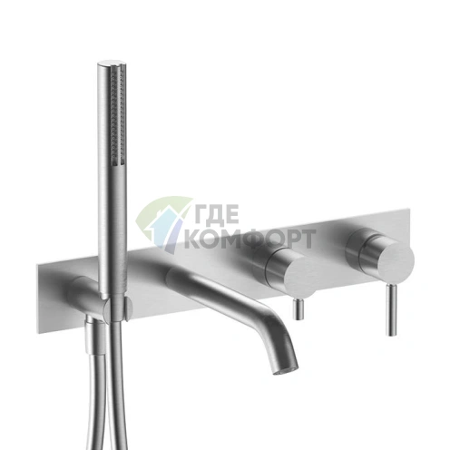 Смеситель для ванны Fantini Nostromo встраиваемый с ручным душем и изливом 200 мм (нержавеющая сталь) (50 93 E821B) - фото 1