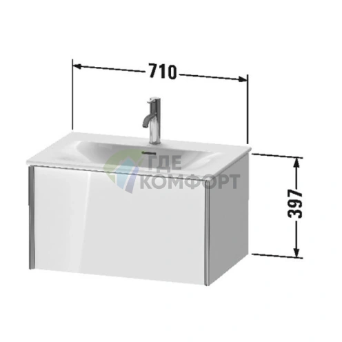 Тумба подвесная Duravit XViu 610x800x480 мм для раковины, 1 ящик, цвет walnut dark/черный матовый (XV40330B221) - фото 2