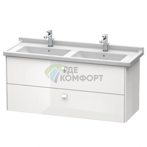 Тумба под раковину Duravit Brioso 1220 мм с двумя выдвижными ящиками, белая глянцевая (033213) (BR414402222) - фото 1