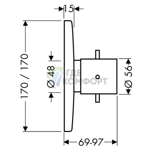 Термостат для душа AX Starck встраиваемый, 43 л/мин, хром (10716000) - фото 2