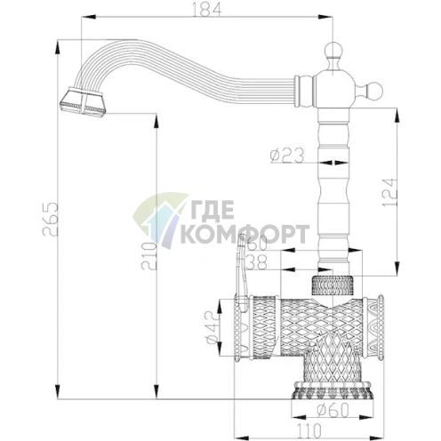 Кухонный смеситель Zorg Antic A 408K-BR для установки на мойку (бронза) - фото 2
