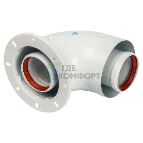 Адаптер для котла Stout DN60/100 90 гр. угловой коаксиальный SCA-6010-240190 фото 2