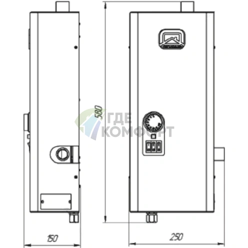 Электрический настенный одноконтурный котел Теплодар Спутник 6 черный - фото 3