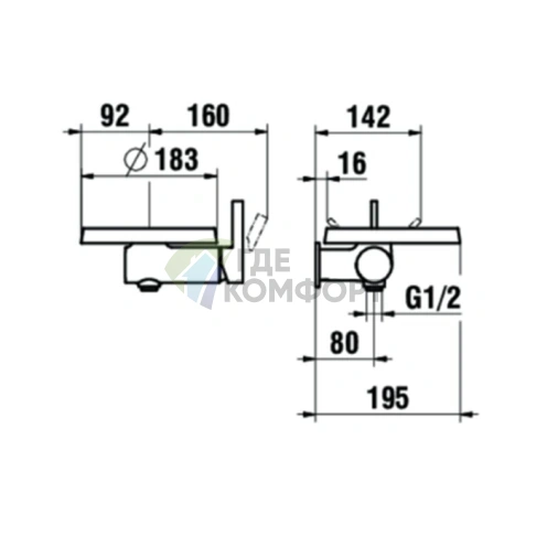 Смеситель для ванны Laufen Kartell настенный с ручным душем, хром (3.3133.9.004.141.1) - фото 2