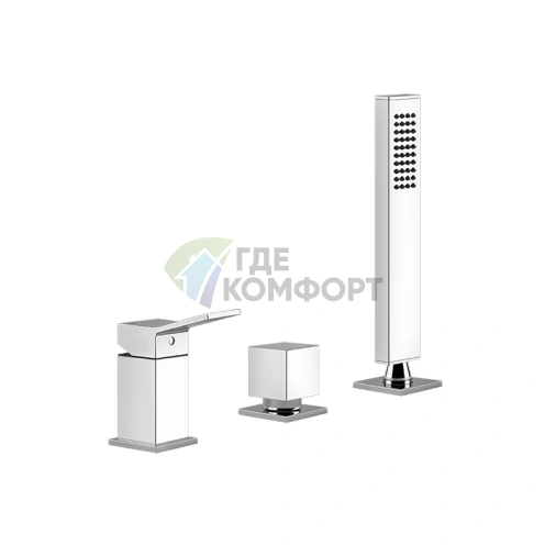 Gessi Rettangolo K смеситель для ванны с ручным душем и переключателем, хром (53043#031) - фото 1