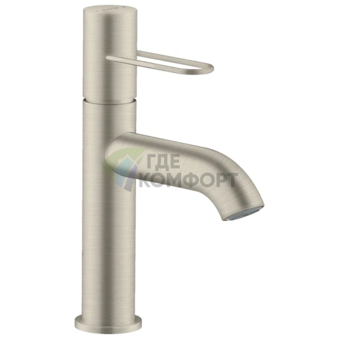 Смеситель для раковины AX Uno с донным клапаном и изливом 130 мм, шлифованный никель (38026820) - фото 1