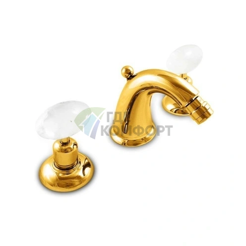 Смеситель для биде Nicolazzi Cristallo Di Rocca золотой на 3 отверстия (2115GO09C) - фото 1