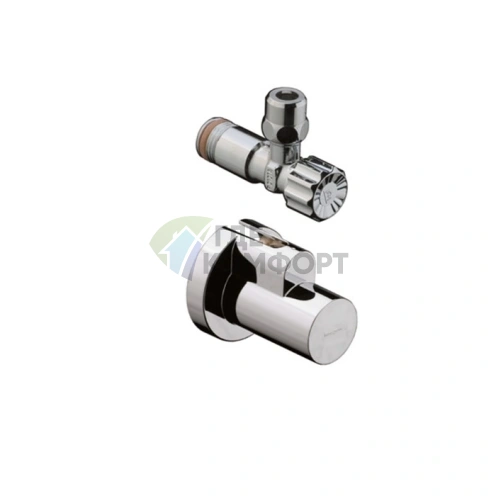 Угловой вентиль Hansgrohe с декоративной накладкой в цвете шлифованный никель (13954820) - фото 1