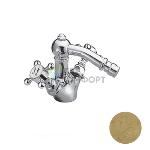 Смеситель для биде Nicolazzi Half Dome с двумя ручками и донным клапаном в стиле Ottone Grezzo (1434OG70) - фото 1