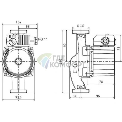 Циркуляционный насос Wilo STAR-RS 25/4 с гайками - фото 2