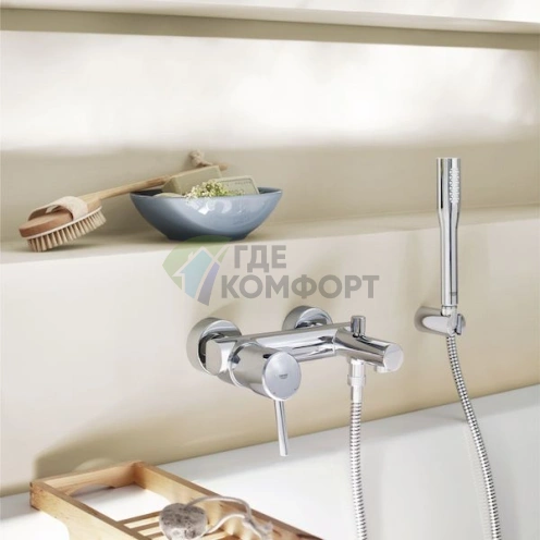Смеситель Grohe Concetto для ванны с душевым гарнитуром - фото 3