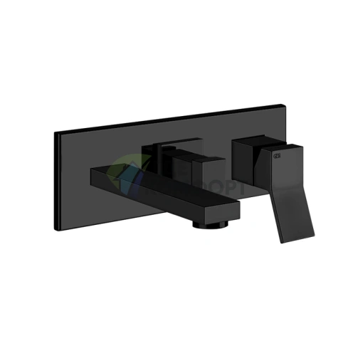 Gessi Rettangolo K Встраиваемый Смеситель с Изливом и Переключателем PUSH, Черный (53136#299) - фото 1