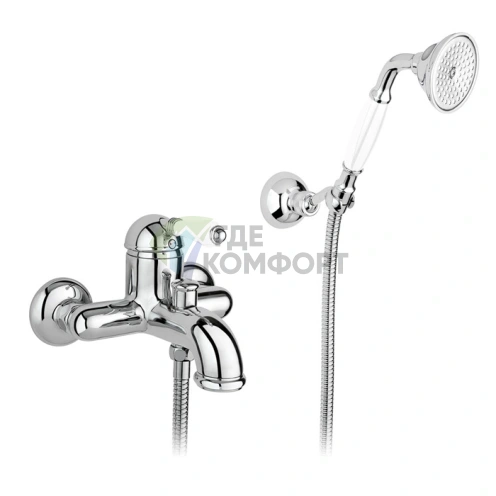 Смеситель для ванны Nicolazzi P.m. Blanc однорычажный настенный с ручным душем (белая керамика, хром) (3401CR76) - фото 1