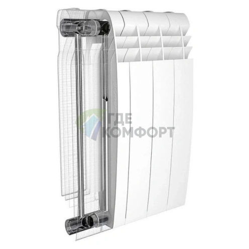 Радиатор биметаллический Royal Thermo BiLiner 500 Silver Satin 6 секций-серебристый - фото 2