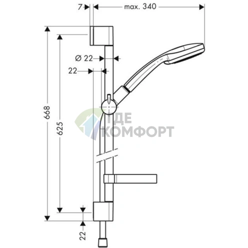 Душевой набор HG Croma 100 Multi с функцией 3-в-1 и комплектом аксессуаров в цвете хром (27775000) - фото 2