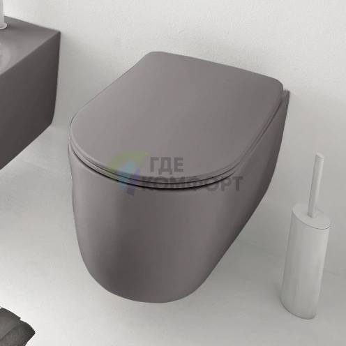 Подвесной унитаз безободковый Kerasan Nolita 55x35 см с креплением WB9N, цвет Ferro Matt (531489) - фото 1