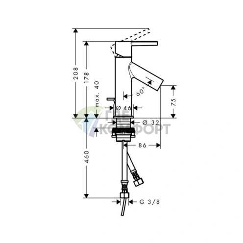 Смеситель для раковины AX Starck 80, хром, с донным клапаном (10102000) - фото 2