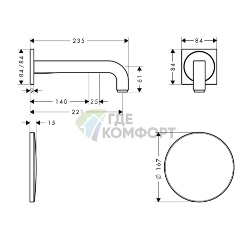 Электронный смеситель AX Citterio для скрытого монтажа, цвет сталь (39118800) - фото 2