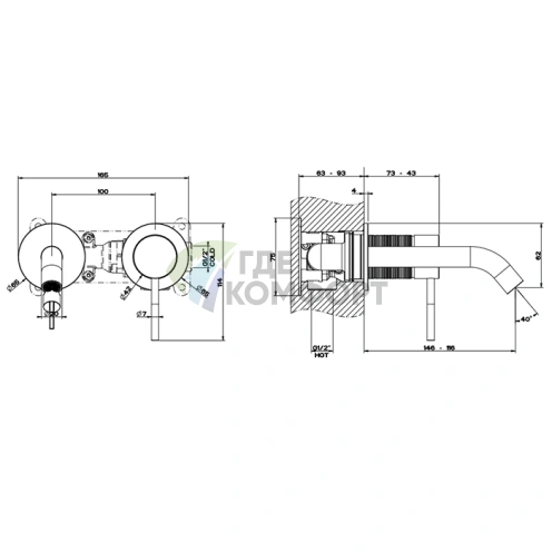 Встраиваемый смеситель GESSI 316 для раковины с изливом, цвет steel brushed (54383#239) - фото 2