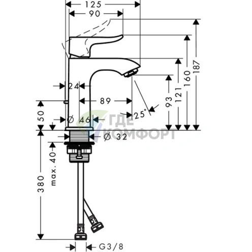 Смеситель для раковины Hansgrohe Metris с донным клапаном, хром (31088000) - фото 2